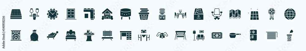 flat filled furniture & household icons set. glyph icons such as mattress, corner sofa, water dispenser, desk chair, adornment, garbage bags, kitchen table, dining room, living room, fridge, window flat filled furniture & household icons set. glyph icons such as mattress, corner sofa, water dispenser, desk chair, adornment, garbage bags, kitchen table, dining room, living room, fridge, window