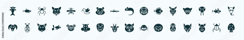 flat filled animals icons set. glyph icons such as hummerhead, mosquito, chameleon, camel, zander, ladybug, panda bear, goat, penguin, pig, beetle icons. flat filled animals icons set. glyph icons such as hummerhead, mosquito, chameleon, camel, zander, ladybug, panda bear, goat, penguin, pig, beetle icons.