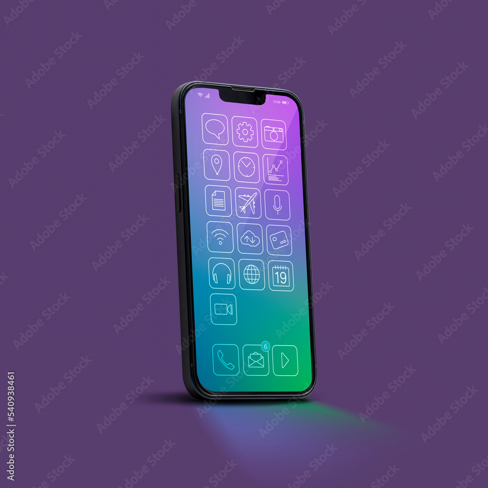 Smartphone homescreen with mobile apps Smartphone homescreen with mobile apps