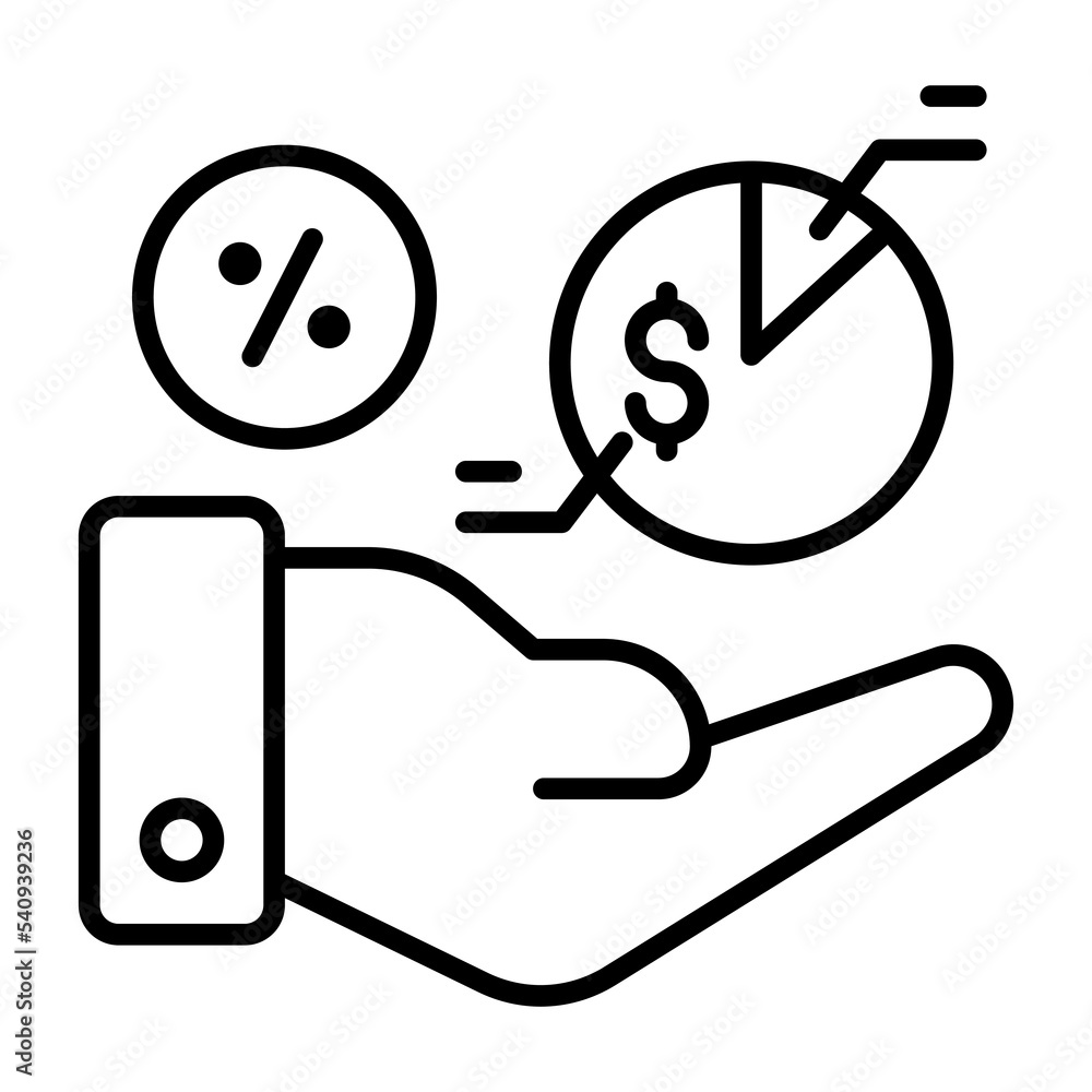 interest rate icon, graph with percent of interest rate. web design, templates, infographics line icon symbol. interest rate icon, graph with percent of interest rate. web design, templates, infographics line icon symbol.