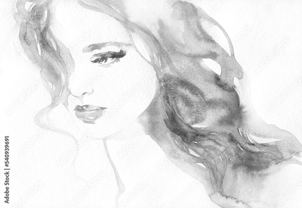 Fototapeta premium woman portrait. watercolor painting. beauty fashion illustration