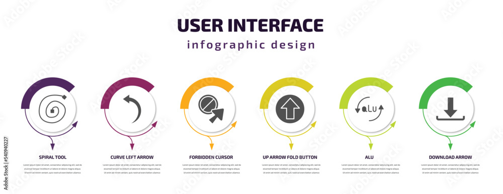 Vetor de user interface infographic template with icons and 6 step or ...