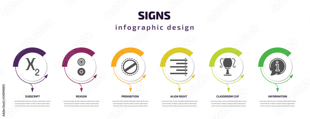 signs infographic template with icons and 6 step or option. signs icons such as subscript, reason, prohibition, align right, classroom cup, information vector. can be used for banner, info graph, signs infographic template with icons and 6 step or option. signs icons such as subscript, reason, prohibition, align right, classroom cup, information vector. can be used for banner, info graph,
