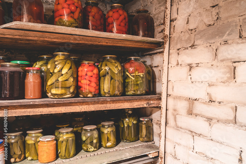 pickles and tomatoes in the cellar