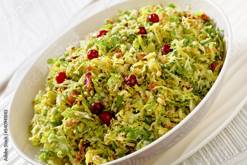 brussels sprouts slaw with bacon and cranberries