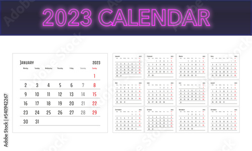 Kalendarz 2023 kalendarium nowy rok planner rok lata czas planować 