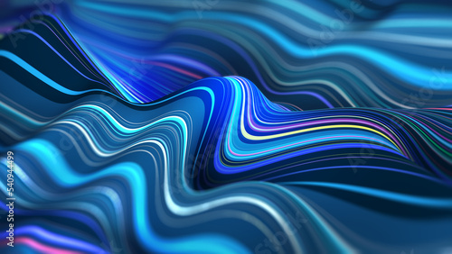 Abstract nano stripes 3D illustration. Strings  waves  a stream  a jet of current emotions. Soft  flowing water background