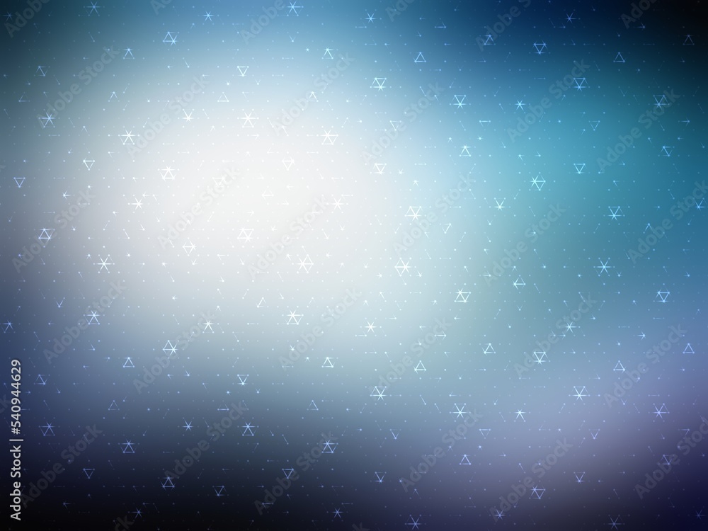 Fototapeta premium Subtle geometric mesh in bright shine on dark blue defocus empty background.