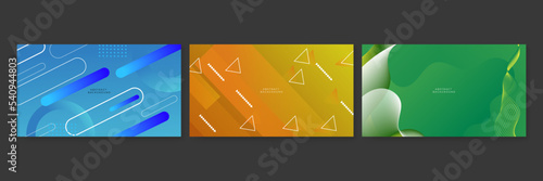 Set of abstract memphis background with geometric shapes