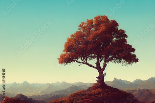 A lone tree grows on a hill. Can show leadership  overcoming adversity  inspiration. 