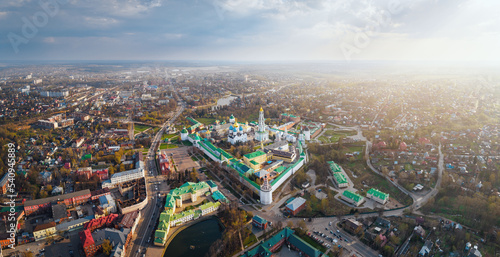 Obraz na płótnie Panoramic aerial view of Trinity St. Sergy Monastery at autumn. Sergiev Posad, Russia w salonie