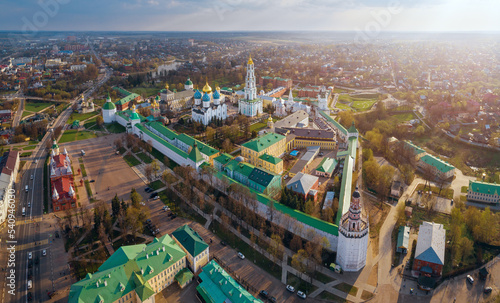 Obraz na płótnie Panoramic aerial view of Trinity St. Sergy Monastery at autumn evening. Sergiev Posad, Russia w salonie