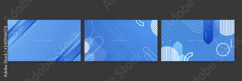 Abstract blue background with geometric memphis style