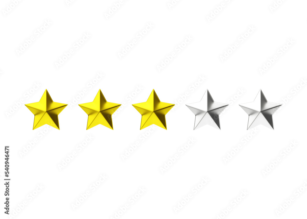 Review 3d render icon - customer positive rate, golden and silver satisfaction award illustration Review 3d render icon - customer positive rate, golden and silver satisfaction award illustration