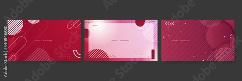 Abstract red background with geometric shape, curve wave, and memphis style