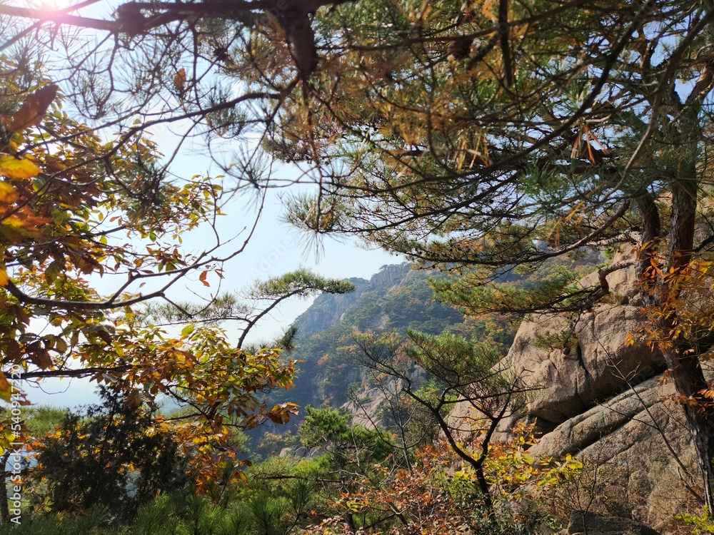 Bukhansan National Park. Bukhansan Bibong Peak - Hyangnobong Peak. autumn mountains. hiking Korean mountains. mountain landscapes in autumn. trekking. rise to the top of the mountain. Bukhansan National Park. Bukhansan Bibong Peak - Hyangnobong Peak. autumn mountains. hiking Korean mountains. mountain landscapes in autumn. trekking. rise to the top of the mountain.