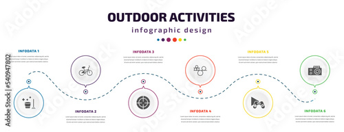 Billede på lærred outdoor activities infographic element with icons and 6 step or option