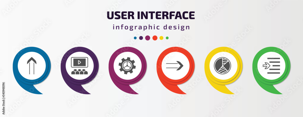 user interface infographic template with icons and 6 step or option. user interface icons such as slim up, hall, tings, slim right, pie chart organization, indent vector. can be used for banner, user interface infographic template with icons and 6 step or option. user interface icons such as slim up, hall, tings, slim right, pie chart organization, indent vector. can be used for banner,