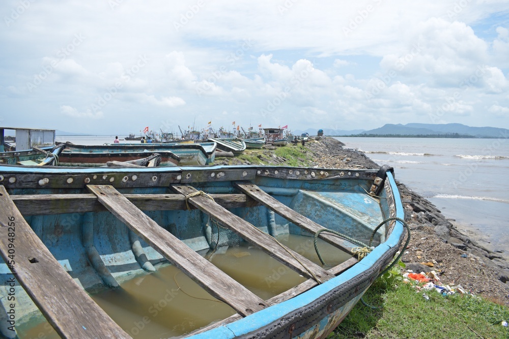 abandoned fishing wooden boats 