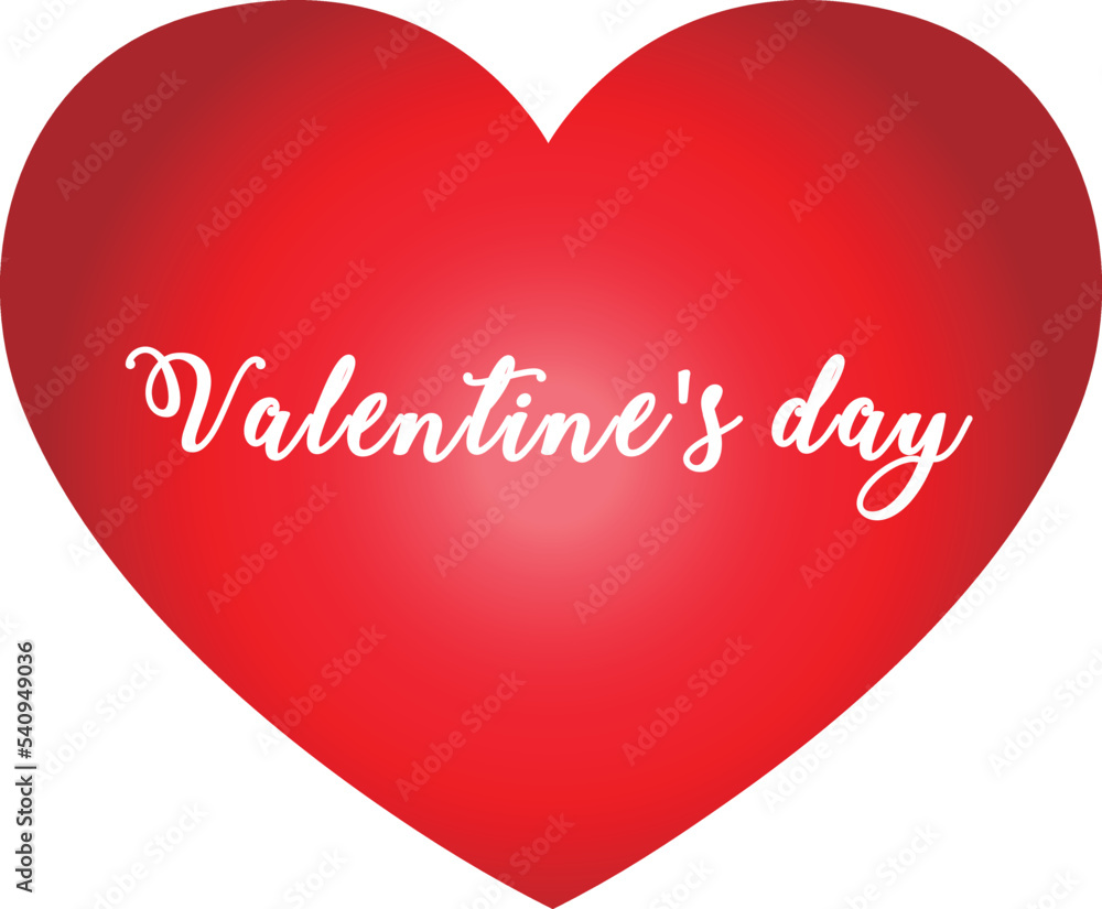 Happy valentine's day, red heart on white background