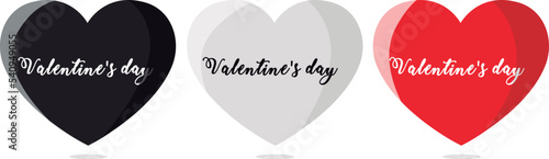 Set of vector hearts in different colors, gray, red and black, on a transparent background. Congratulatory hearts