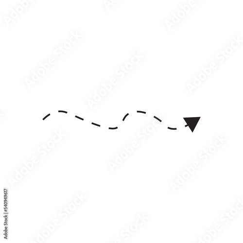 Hand drawn dotted arrow set vector illustration isolated on white background