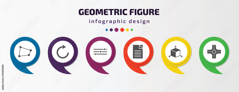 geometric figure infographic template with icons and 6 step or option. geometric figure icons such as distort, redo, adjust, text, dimension, intersection vector. can be used for banner, info graph, geometric figure infographic template with icons and 6 step or option. geometric figure icons such as distort, redo, adjust, text, dimension, intersection vector. can be used for banner, info graph,