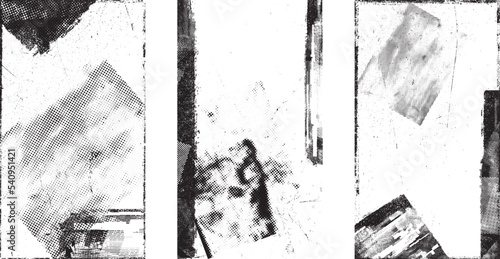 Social media covers with tiny roughen border frames. . grunge style . Post frame stories templates.  Layout for promotion .Media banner .Vector