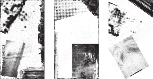 Social media covers with tiny roughen border frames. . grunge style . Post frame stories templates.  Layout for promotion .Media banner .Vector