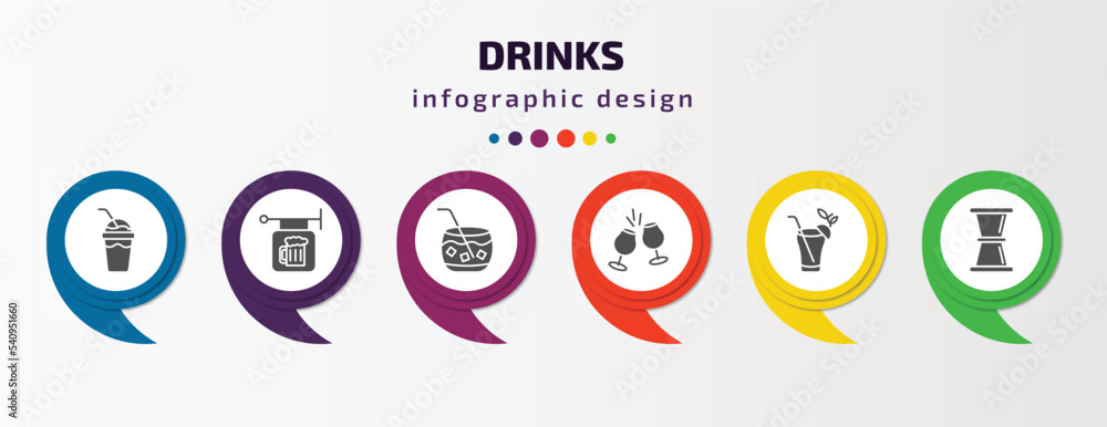 drinks infographic template with icons and 6 step or option. drinks icons such as frappuccino, pub, caipiroska, toast, bloody mary, jigger vector. can be used for banner, info graph, web, drinks infographic template with icons and 6 step or option. drinks icons such as frappuccino, pub, caipiroska, toast, bloody mary, jigger vector. can be used for banner, info graph, web,