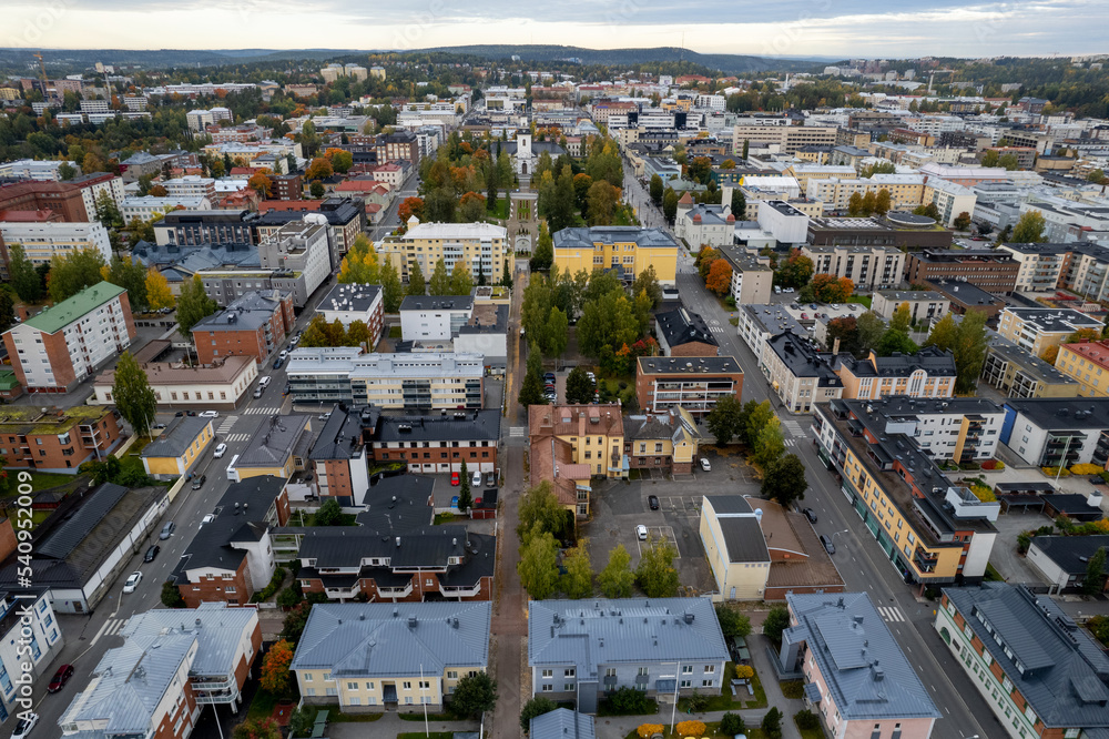 Drone aerial scenery of the city of Kuopio eastern finland Europe