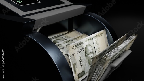 Cuadro en lienzo 500 Indian rupees banknotes in cash machine