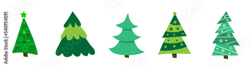 Collection of Christmas trees  modern flat design.