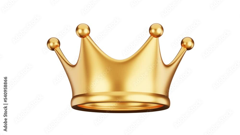 3d gold crown animation on the white background
