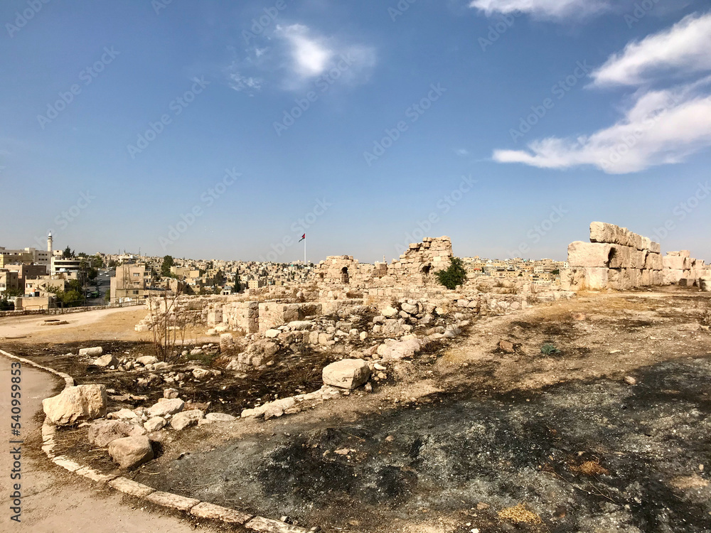 Amman, Jordan, November 2019 - A beach with a city in the background