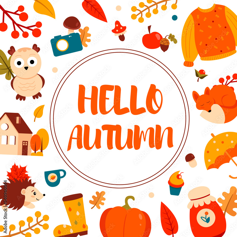 Seasonal background pattern with lots of beautiful elements. Autumn background. Seasonal background pattern with lots of beautiful elements. Autumn background.