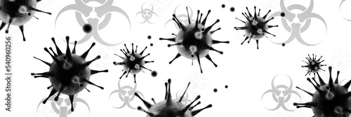 Foto Corona virus background, pandemic risk concept. 3D illustration