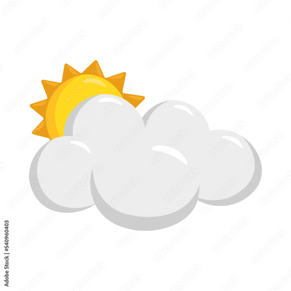 Sun Behind Large Cloud Sign Emoji Icon Illustration. Weather Vector