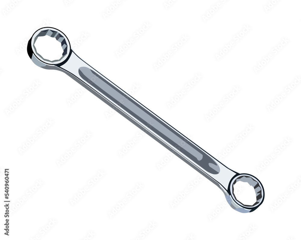Vector of Wrench Double Ended Ring Spanner isolated on white background. Vector of Wrench Double Ended Ring Spanner isolated on white background.