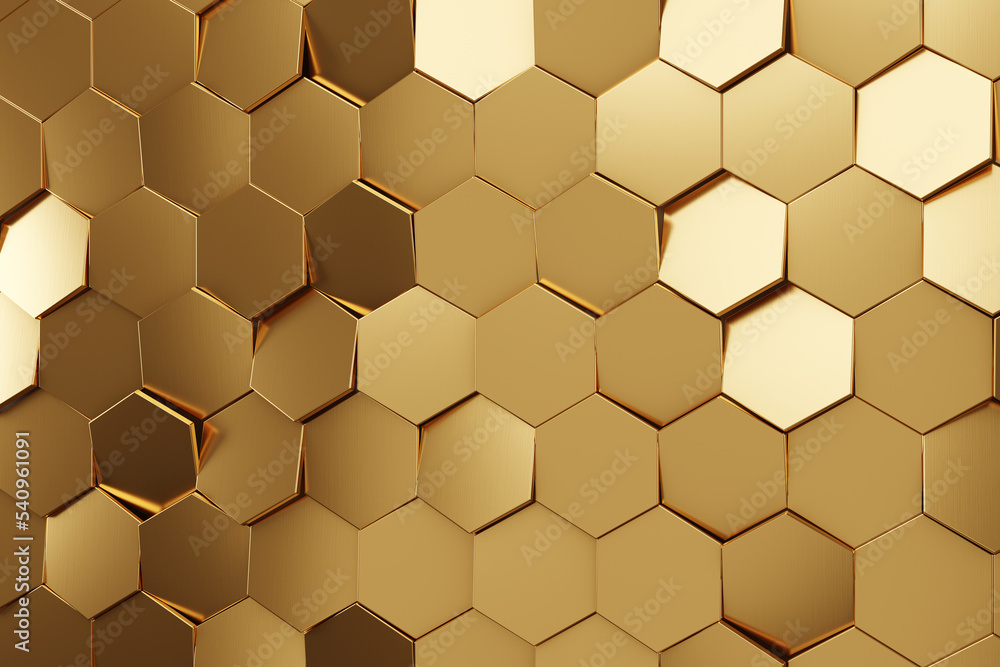 Futuristic gold hexagonal texture background. 3d rendering Futuristic gold hexagonal texture background. 3d rendering