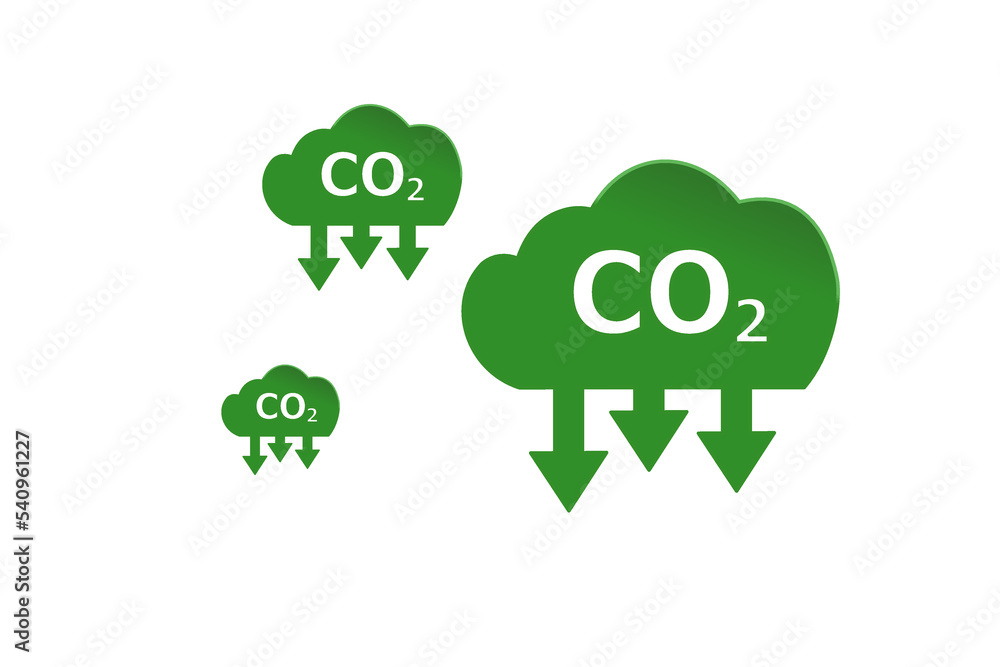 CO2 emission reduction icon on cloud , for CO2 emission ,green
