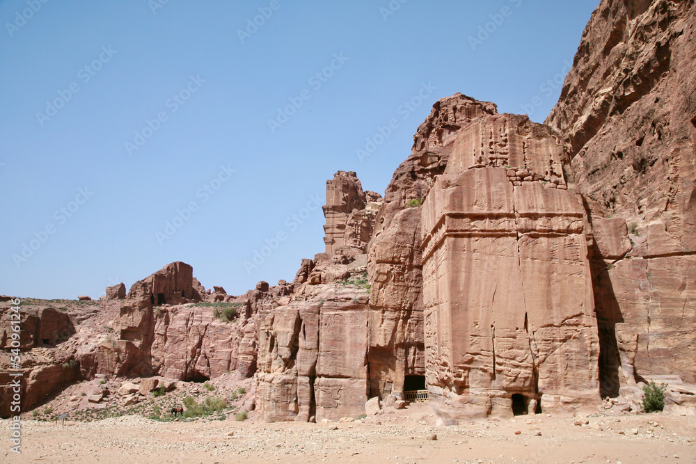 Petra, Jordan, November 2019 - A canyon with a building in the background