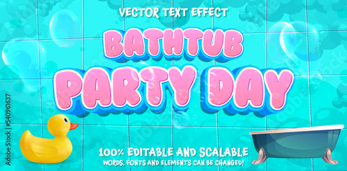 Bathtub Party Day. December 5. Holiday concept. Editable 3d pink lettering Template for background, banner, card, poster with text inscription. Vector illustration.