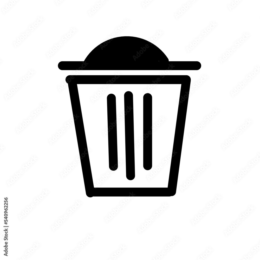 Trashcan icon. Carbage can symbol. Flat shape delete sign. Trash