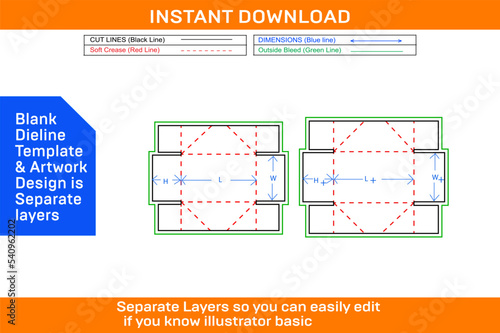 CFEFCO303 Cardboard carton box, corrugated gift box dieline template and 3D box