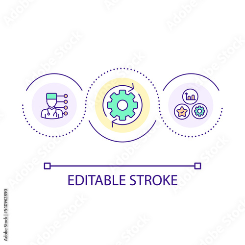 Healthcare professionals loop concept icon. Hospital worker. Health care provider. Medical community abstract idea thin line illustration. Isolated outline drawing. Editable stroke. Arial font used