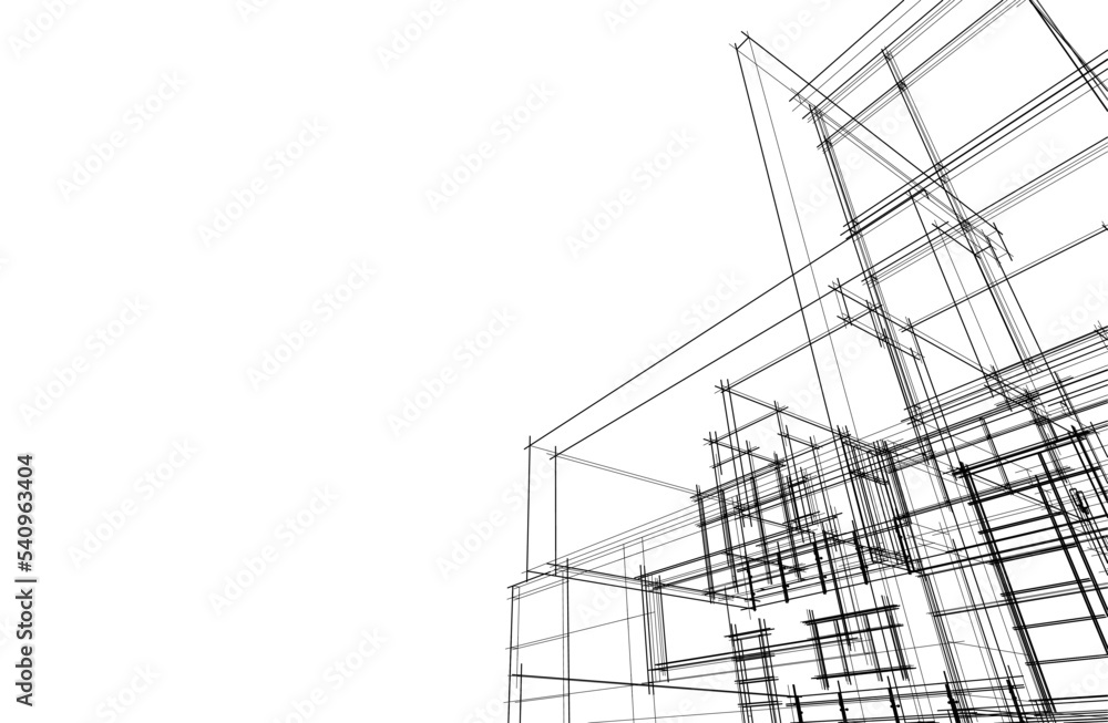Architectural sketch of a house 3d illustration Architectural sketch of a house 3d illustration