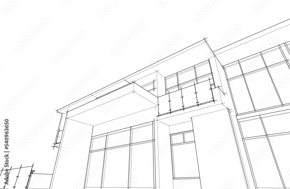 Fototapeta premium house building sketch architecture 3d illustration