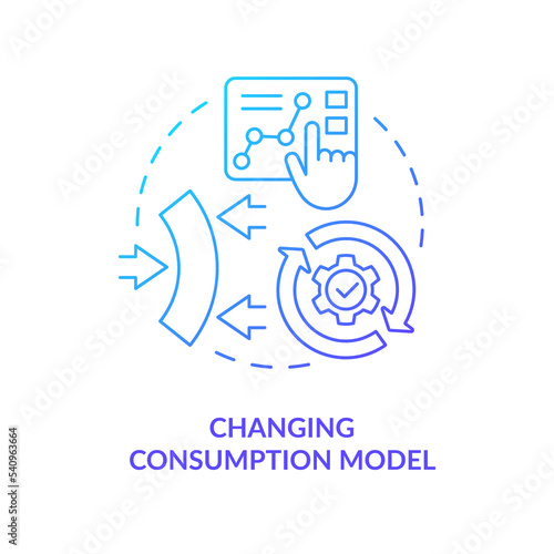 Changing consumption model blue gradient concept icon. Improve customers experience. Business abstract idea thin line illustration. Isolated outline drawing. Myriad Pro-Bold font used