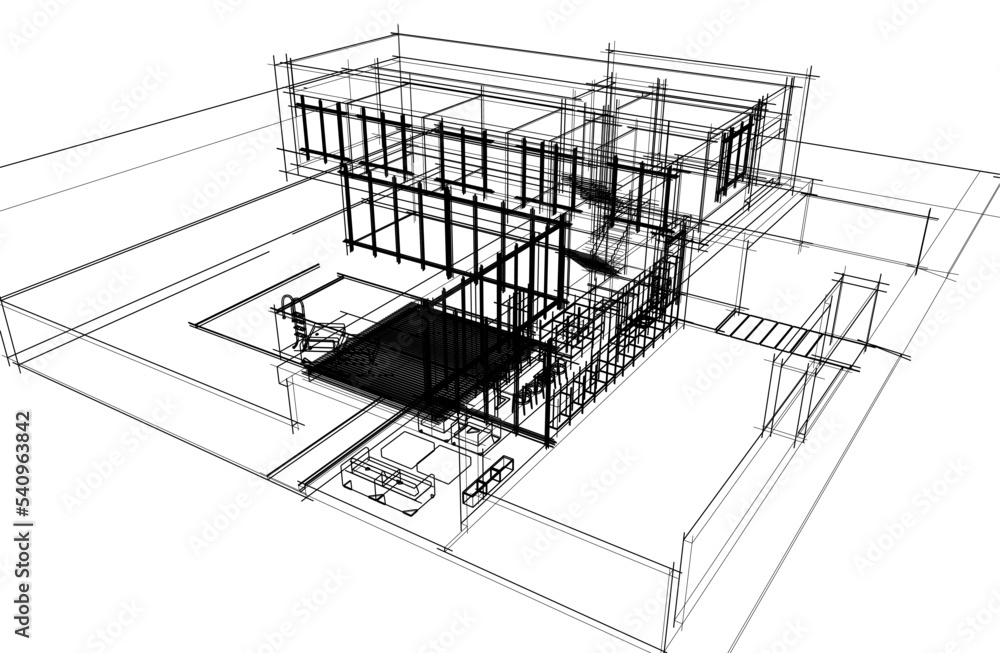 house building sketch architecture 3d illustration house building sketch architecture 3d illustration